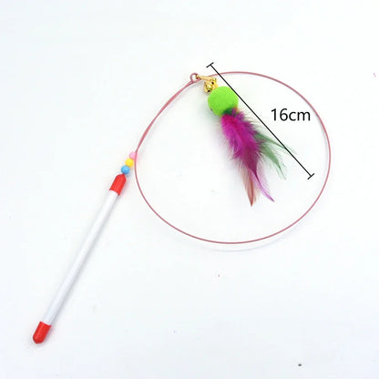Interactive Cat Toy Hands-Free Cat Stick Playing Kitten Playing Teaser Wand Toy Suction Cup Bird/Feather Cat Wand Pet Supplies
