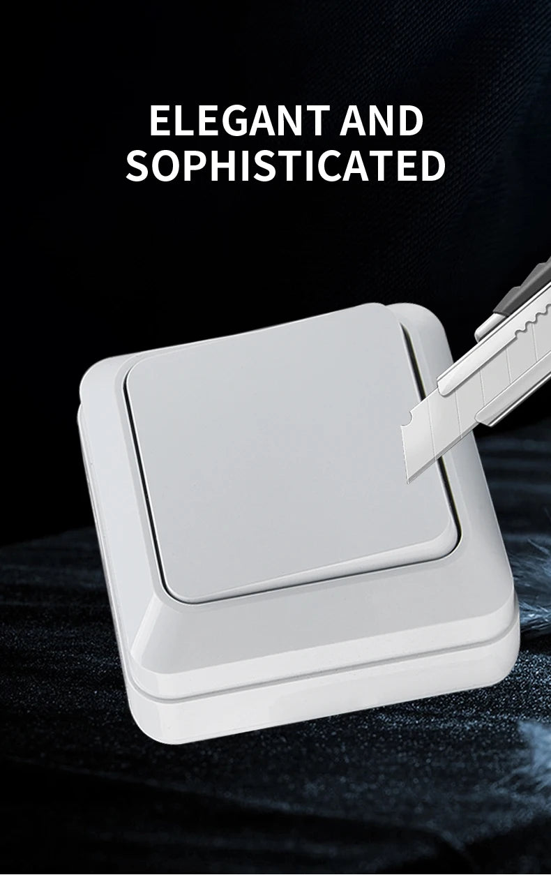 WESA Wall Mount Button Switch Classic Plastic Surface 1 Gang 1 Way Vintage Outdoor White Wall Exterior Switch On And Off