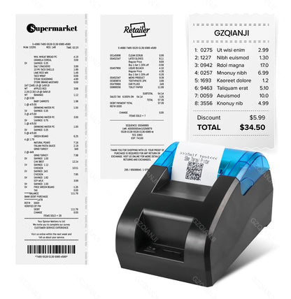 58MM Desktop POS Cashier Printer USB Bluetooth Thermal Receipt Printer Restaurant Sales Kitchen Bill Printing for Mobile Windows