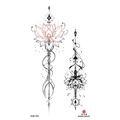 Black Flower Waterproof Temporary Tattoo Sticker, Beauty Butterfly Rose for Women, 3D Flash Body Arm Art Washable Fake Tattoos