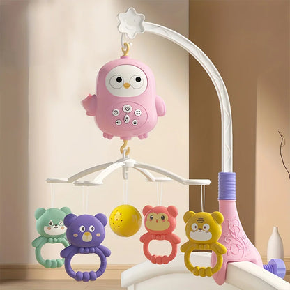360° Musical Baby Crib Mobile Rotating Night Light Bed Bell Toy Four Speed Timing Hanging Infant Newborn Rattle Bedside Gift