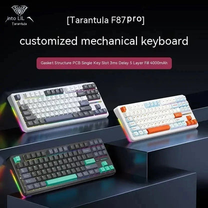 F87Pro Mechanical Keyboard, 2.4g/Usb/Bluetooth Tri Mode Wireless 87 Key 5 Layer Silencing Filling Suitable For Gaming Typing, AULA