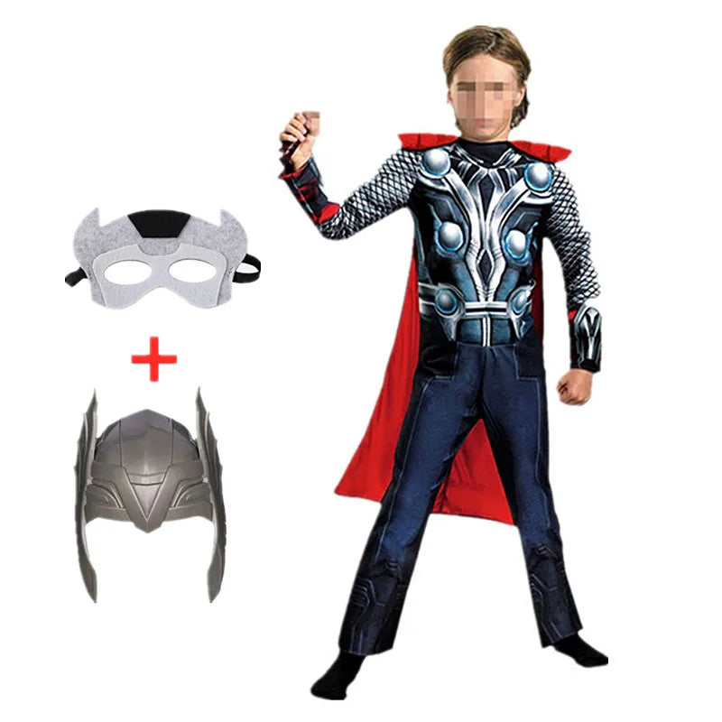 Boys Girls Superhero Costume Movie Characters Cosplay Jumpsuit with Halloween Mask Party Cosplay Outfit for Holiday Dress Up