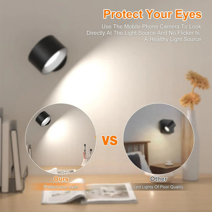 LED Wall Lights with Remote, Rechargeable Wall Mounted Reading Sconces Lamp 2000mAh, 3 Colors & Dimmable Magnetic 360° Rotation