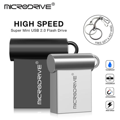 Mini USB Flash Drive 128GB 64GB 32GB 16GB 8GB 4GB Metal 2.0 Pendrive Memory Stick Pen Drive 2.0 High Speed 128GB 64GB U Disk