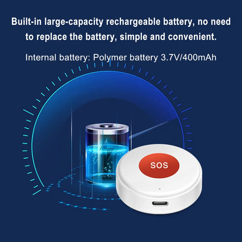 Smart Life APP WiFi SOS Emergency Button Tuya Home Security Elderly Children One-Click Call Help Alarm Remote Notification
