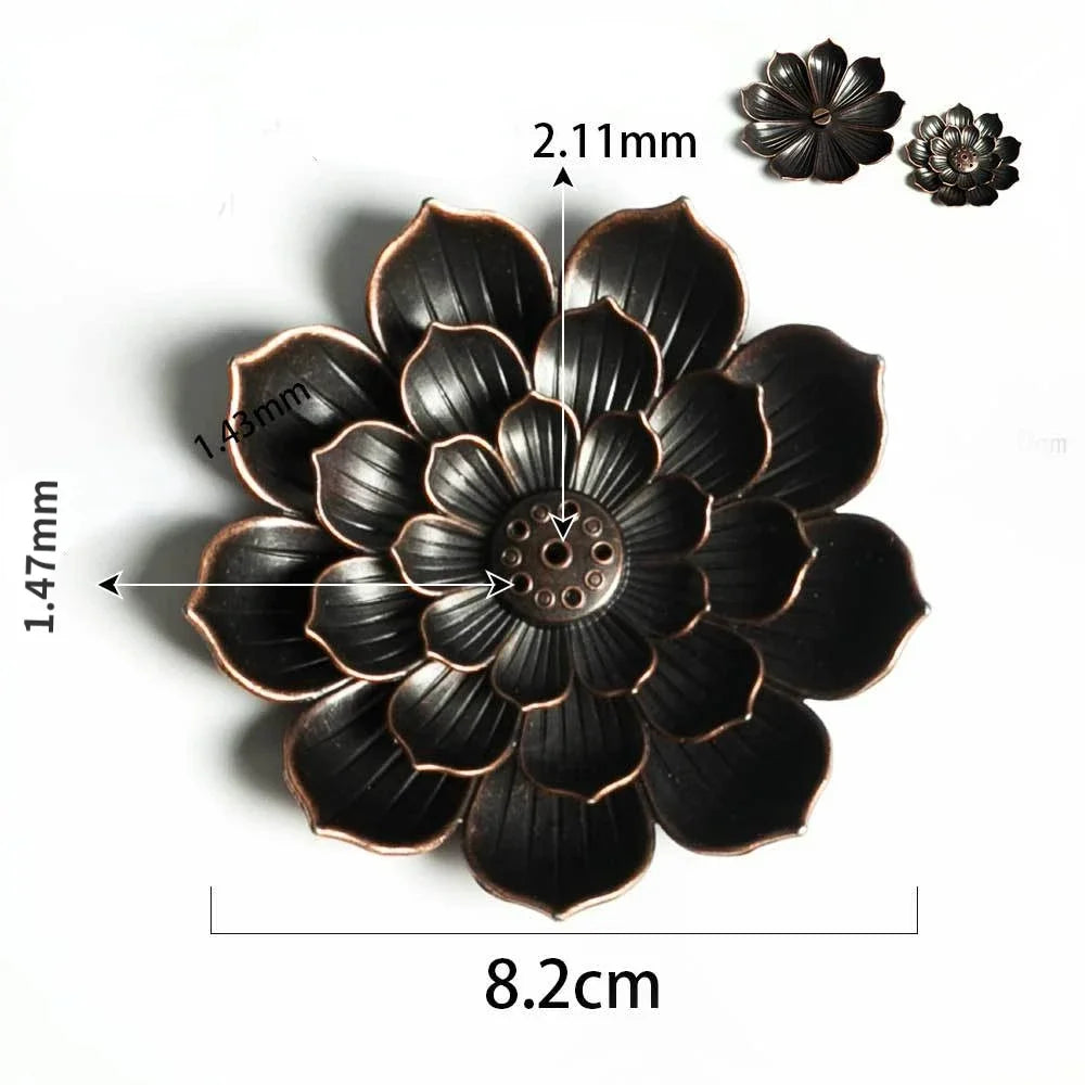 2 in 1 Alloy Incense Burner, Metal sandalwood Incense Sticks Holder, Buddhism Zen Lotus Sticks Incense Censer, Nasturtium Ashtray