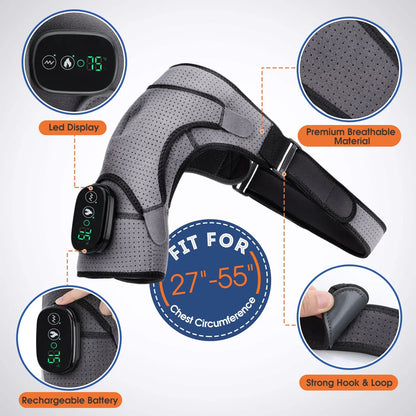 Electric Heating Shoulder Massage Belt Back Shoulder Brace Shoulder Support Adjustable LED Hot Compress Heating Shoulder Shawl