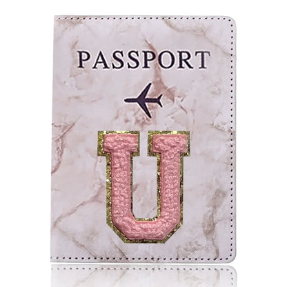 Fashion Passport Protective Cover, Embroidery Letter Pattern Travel Passport Holder, Wallet Gift PU Leather Card Case Cover Unisex