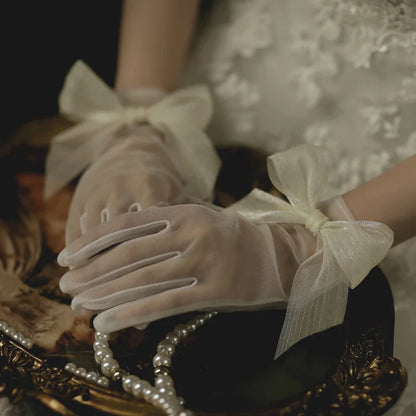 Sexy Transparent Black White Mesh Tulle Glove, Spring Summer Thin Short Glove, Party Dancing Dress Wedding Glove, Lolita New