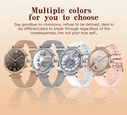 Luxury Women's Smartwatches Diamond Dial Fashion Smart Watch Heart Rate Monitor Sleep Tracking IP67 Waterproof For Android & IOS