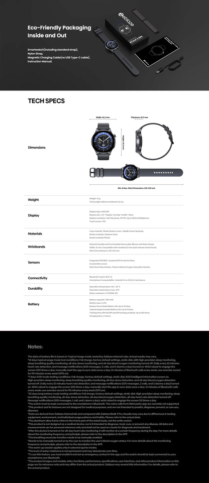 New Zeblaze Btalk 3 GPS Smartwatch 1.43" AMOLED Screen Dual Strap Bluetooth Calling Sports Watch Heart Rate SpO2 Stress Tracking