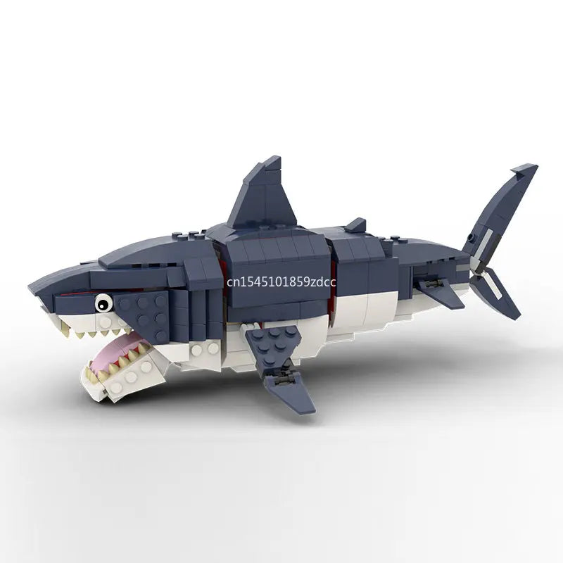 MOC Marine Animals Shark Whale Megalodon Building Blocks Set Deep Sea Rescue Fish Bricks Educational Assembly Model Toys Gifts