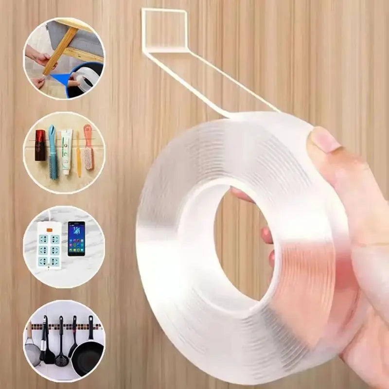 20-50mm Width Ultra Strong Adhesive Nano Tape, High Viscosity Double-Sided Tape, Traceless Transparent Reusable Mounting Tape