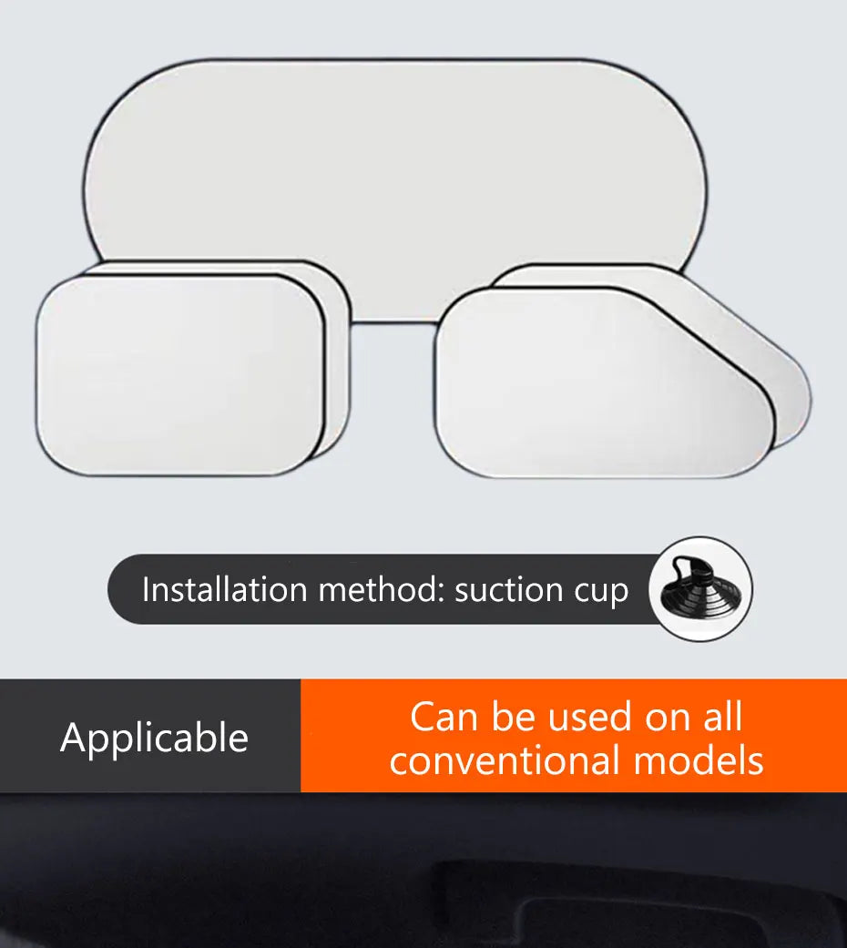 Car Sun Shade UV Protector, Reflective Fabric Car Window Sunshade, Front Rear Back Window Sun Visor, Summer UV Protection, SEAMETAL