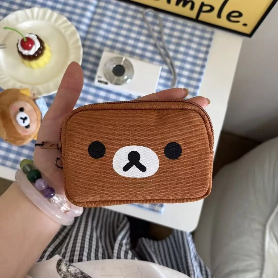 Kawaii Rilakkuma Coin Purse Wallet, Creative Peripheral Korilakkuma CCD Storage Card Bag, Couple Birthday Small Storage Bag Gifts