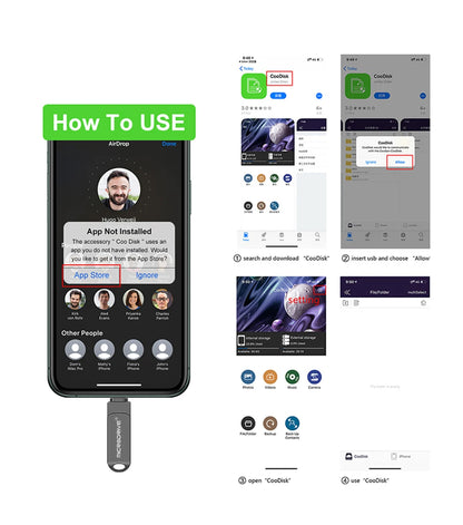 OTG Flash Drive USB 3.0 for iPhone with 2-in-1 USB-to-Lightning & USB 3.0 Pendrive for iPhone 6/7/8/11/12/13/14 / for iPad