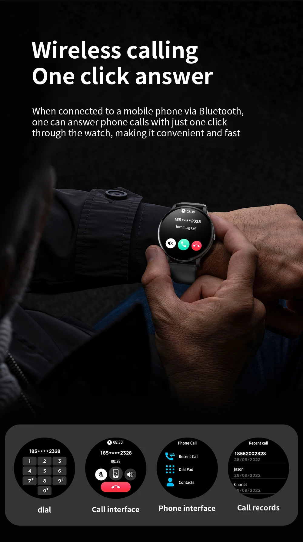 Bluetooth Call Smart Watch Women Custom Dial Watches Men Sports Fitness Tracker Heart Rate Smartwatch For Android iOS