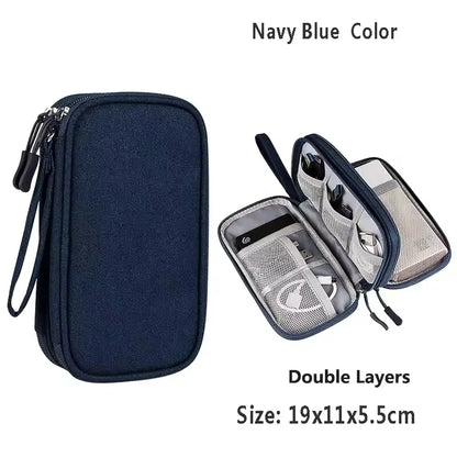 Travel Organizer Electronics Accessories Organizer Portable Waterproof Double Layers Storage Bag for Cable Hard Disk Power Bank