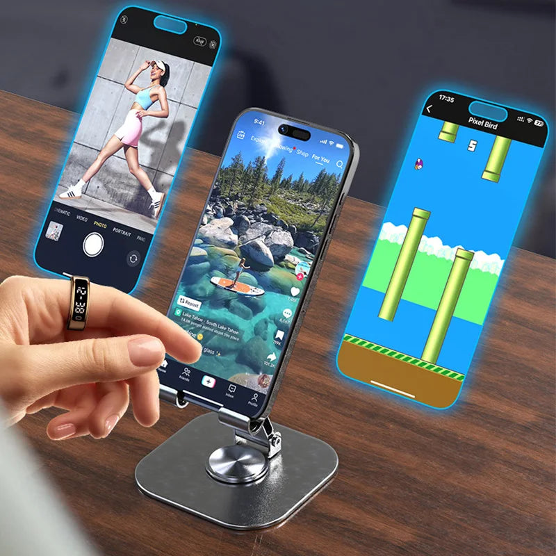 R11C Smart Ring, Men Women, Display Screen Gesture Swipe Video Smartring Waterproof Heart Rate Sleep Monitor Qring for Android IOS