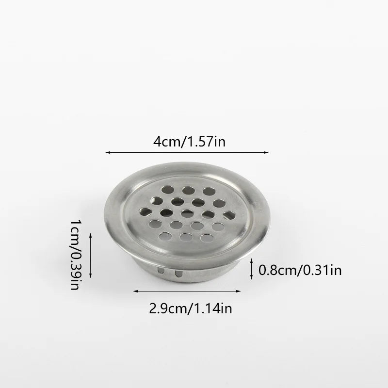 1Pc, Round Stainless Steel  Ventilation Cover, Louver Air Vent Grill Mesh Hole Cover For Wardrobe Cabinet, Furniture Accessories