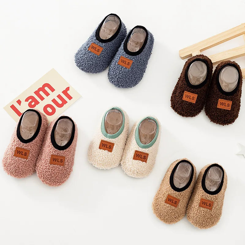 Autumn Winter Warm Baby Slippers, Toddler Plush Floor Sock Shoes, Boys Girls Soft Anti-slip Walking Shoes, Indoor Home Kids Socks