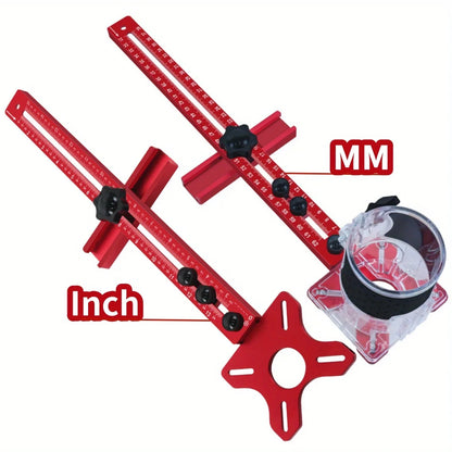 MM/Inch Multifunctional Cabinet Hardware Jig and Router Guide, 4 in 1 Router Milling Groove Bracket, Router Circle Cutting Jig