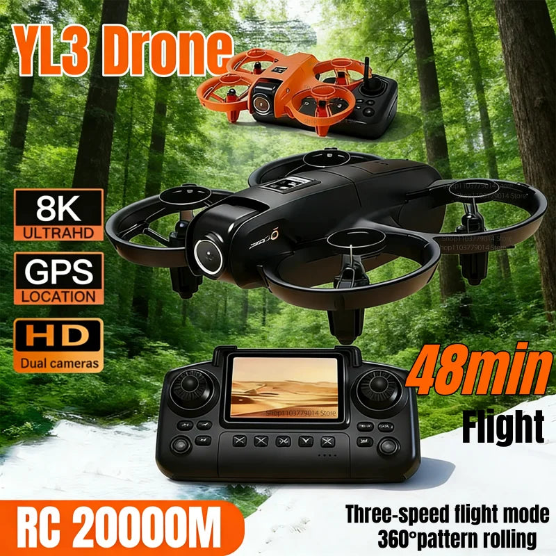 New GPS YL3 Drone 8K HD Camera With Screen Remote Control Obstacle Avoidance Aerial Long Battery Life Brushless Motor Quadcopter 2026