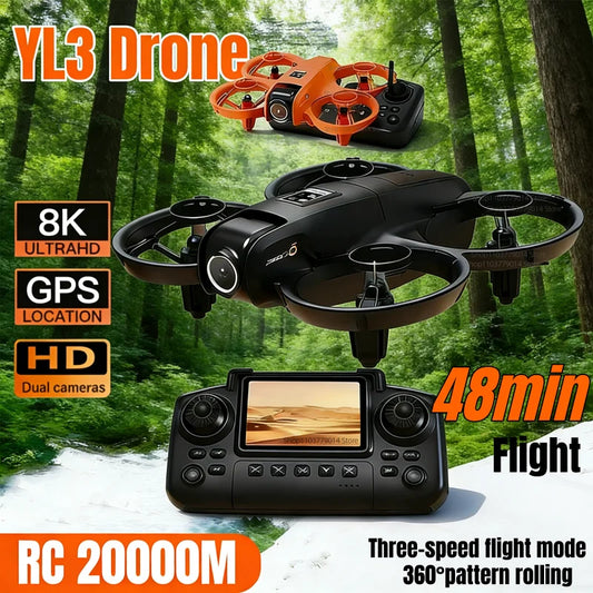 New GPS YL3 Drone 8K HD Camera With Screen Remote Control Obstacle Avoidance Aerial Long Battery Life Brushless Motor Quadcopter 2026