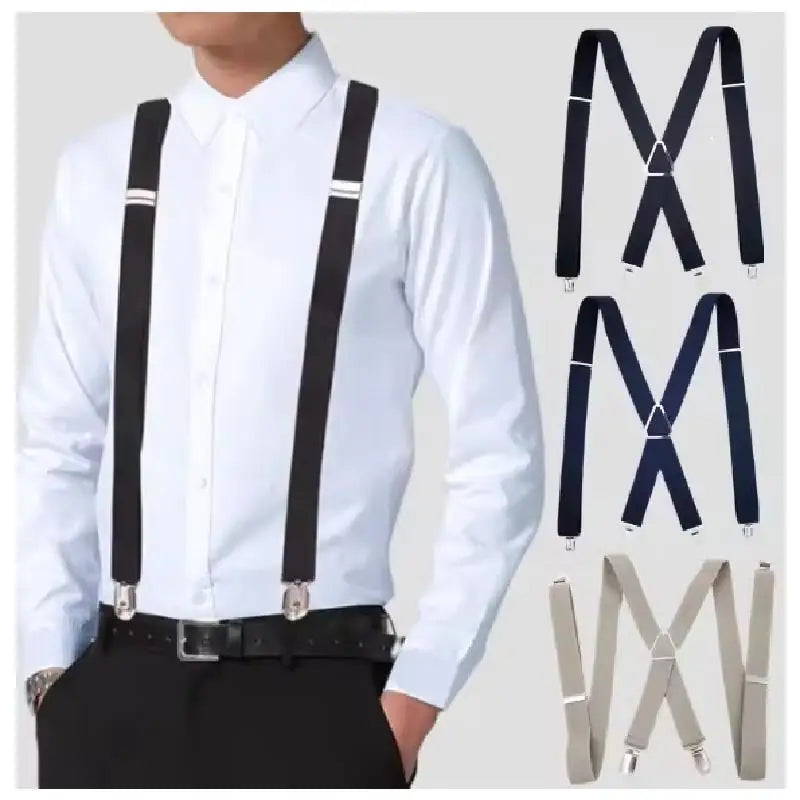 35/25/20mm Wide Men's Suspenders High Elastic Adjustable 4 Strong Clips Heavy Duty X-Back Trousers Braces