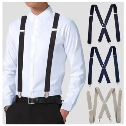 35/25/20mm Wide Men's Suspenders High Elastic Adjustable 4 Strong Clips Heavy Duty X-Back Trousers Braces
