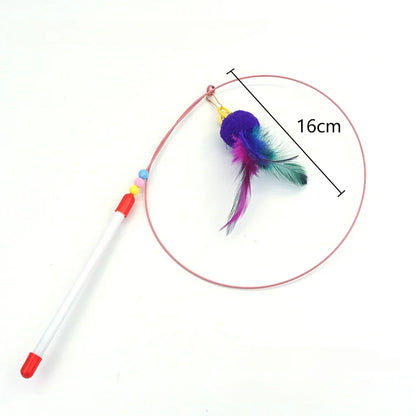 Interactive Cat Toy Hands-Free Cat Stick Playing Kitten Playing Teaser Wand Toy Suction Cup Bird/Feather Cat Wand Pet Supplies