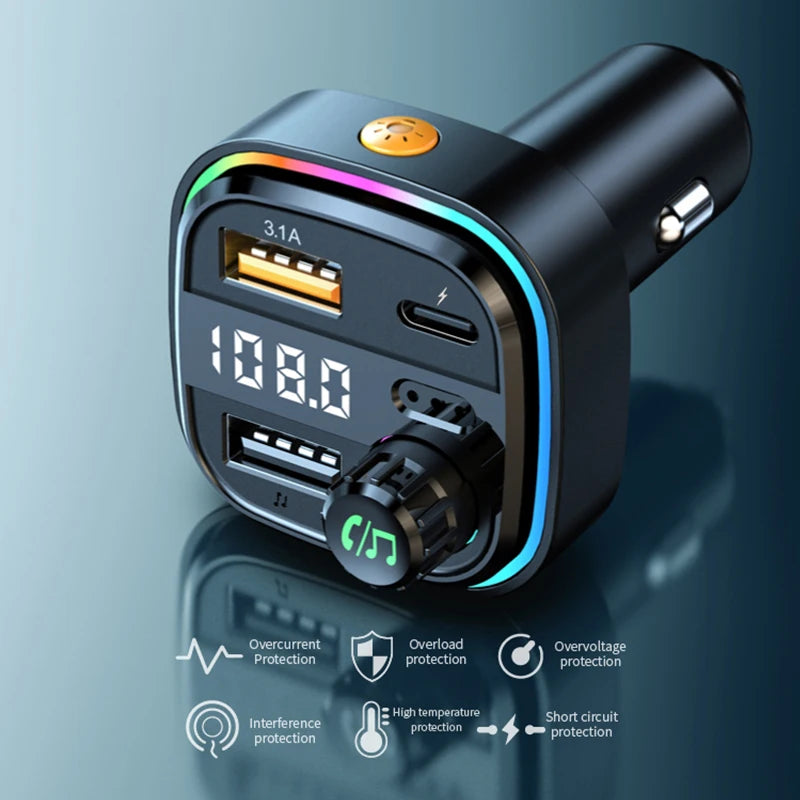 Car MP3 Player FM Transmitter Car Charger Type C Bluetooth 5.0 Handsfree Bluetooth Calling Super Quick Charge Adapter for Car