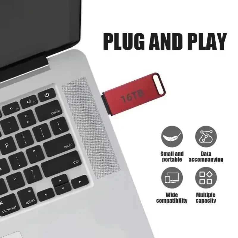 16TB Flash Drive USB3.2 High Speed Transfer Type C U Metal Flash SSD Portable Mini Flash Drive Memory Waterproof U Drive