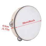1Pc Wooden Tambourine 4/6/8/10-Inch Beige Rim with Metal Jingles Musical Educational Percussion Instrument for Concert Church Pa