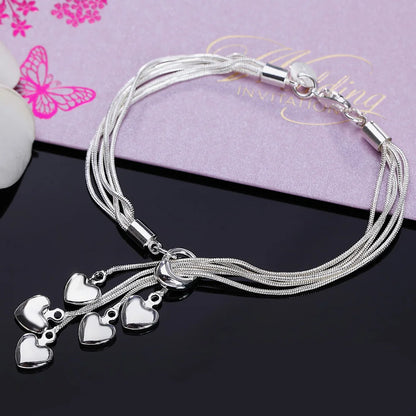 Fashion charm 925 Sterling Silver Bracelet for man woman, Twisted rope chain fine jewelry, Wedding party Christmas gift