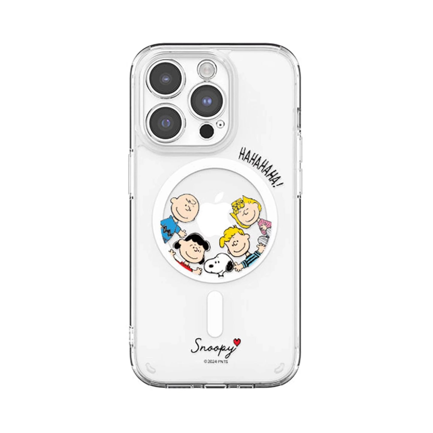 S-Snoopy Wireless Charging Case for iPhone 17 Air 16 E 15 14 13 12 Mini 11 Pro Max Transparent Acrylic Silicone Edge Hard Cover