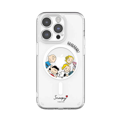 S-Snoopy Wireless Charging Case for iPhone 17 Air 16 E 15 14 13 12 Mini 11 Pro Max Transparent Acrylic Silicone Edge Hard Cover