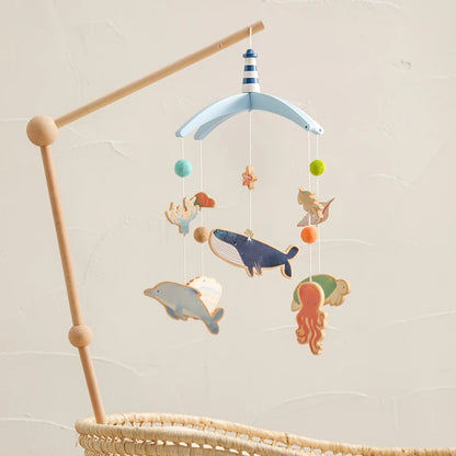 Newborn Baby Rattles Toys, 0-12 Months Soft Felt Whale Bed Bell Infant Mobile Crib Hanging Musical Carousel Toy, Boys Girls Gift