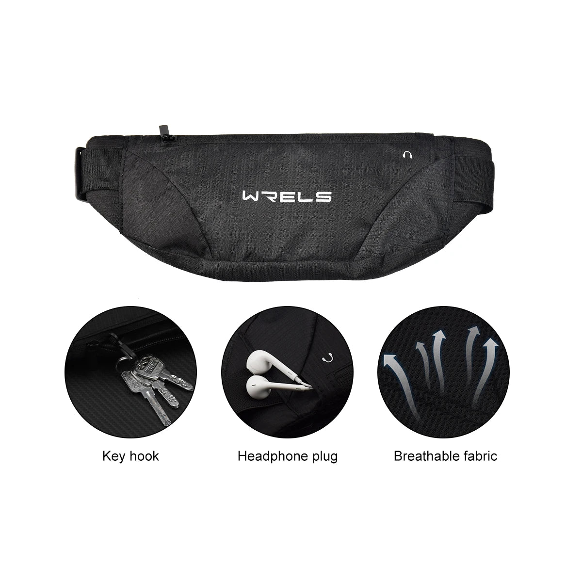 WRELS Waist Bag Outdoor Running Cycling Bag Waterproof Sports Fanny Pack Mobile Phone Case Gym Jogging Run Pouch Belt Bag