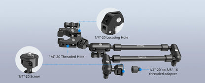SmallRig Desktop Shooting Magic Arm with Crab Clamp Kit, Adjustable Magic Arm for Smartphones, Webcams and Action Cameras 4766
