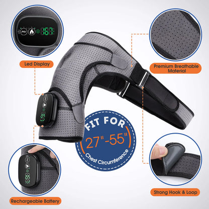 Electric Heating Shoulder Massage Belt Back Shoulder Brace Shoulder Support Adjustable LED Hot Compress Heating Shoulder Shawl