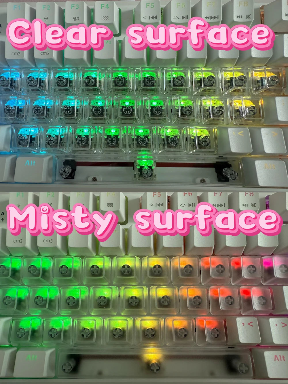 Full Sets Transparent Keycaps for Mechanical Keyboard Front/Side/None Print RGB Backlit Full/Misty Transparent Keycap 130+ Key