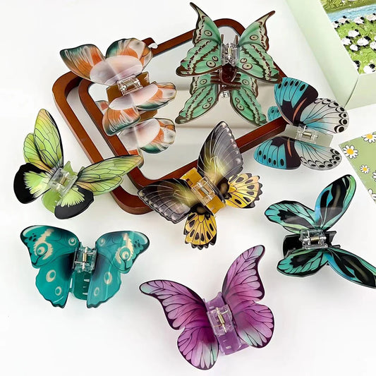 1Pc Big and Elegant Butterfly Hair Claw Clips, Colorful Claw Clips Accessories for Women with Thin and Medium Hair, Styling Accessories
