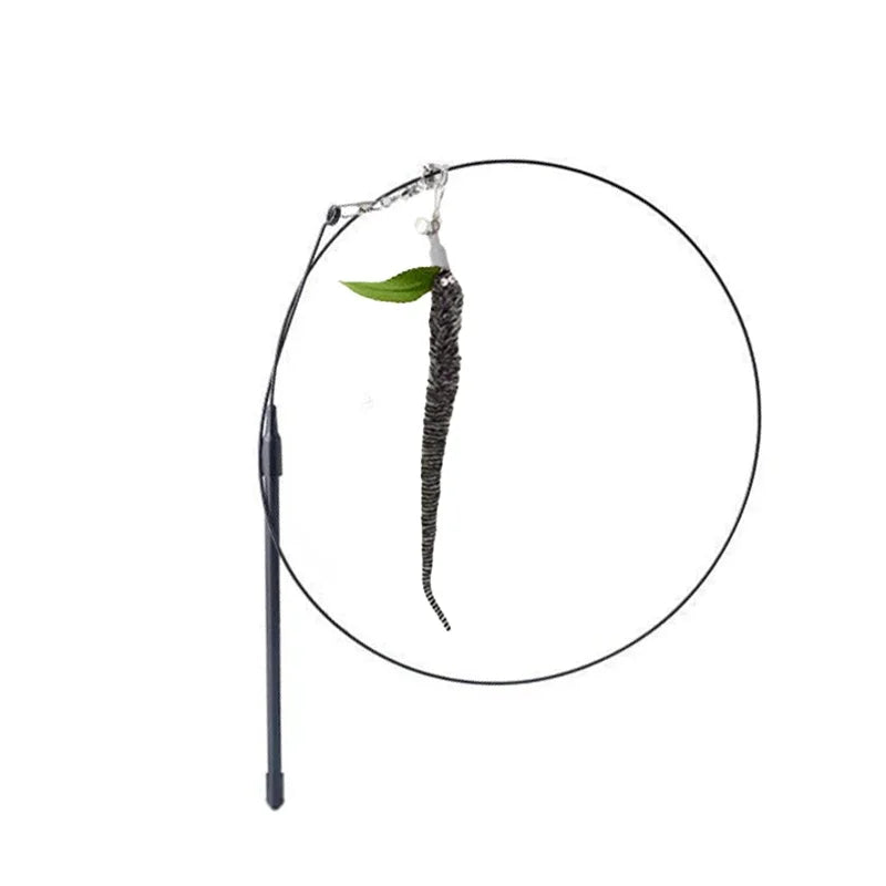 Caterpillar Cat Toy Set, Cat Feather Teaser Wand Toy for Kitten, Cat Dog Plush Worms Interactive Training Playing Stick Pet Toy