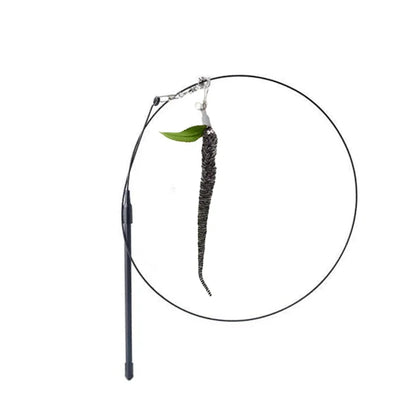 Caterpillar Cat Toy Set, Cat Feather Teaser Wand Toy for Kitten, Cat Dog Plush Worms Interactive Training Playing Stick Pet Toy