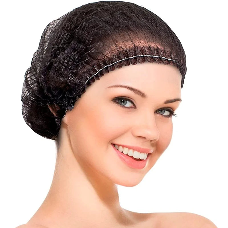 100pcs/Pack Disposable Hair Head Covers Net Bouffant Dustproof Anti Dust Caps Breathable Shower Bathing Hats Kitchen