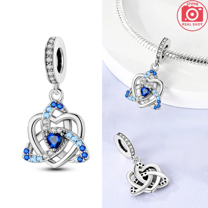 Charms 925 Silver Blue Original Stars Heart Zircon Chameleon Panda Glass Beads Fit Bracelet Jewelry Women Diy Accessories