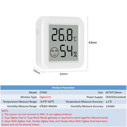 Tuya Zigbee 3.0, Temperature Humidity Sensor, Hygrometer, APP Remote Control Thermometer, Smart Life For Smart Home, Work With Yandex Alexa