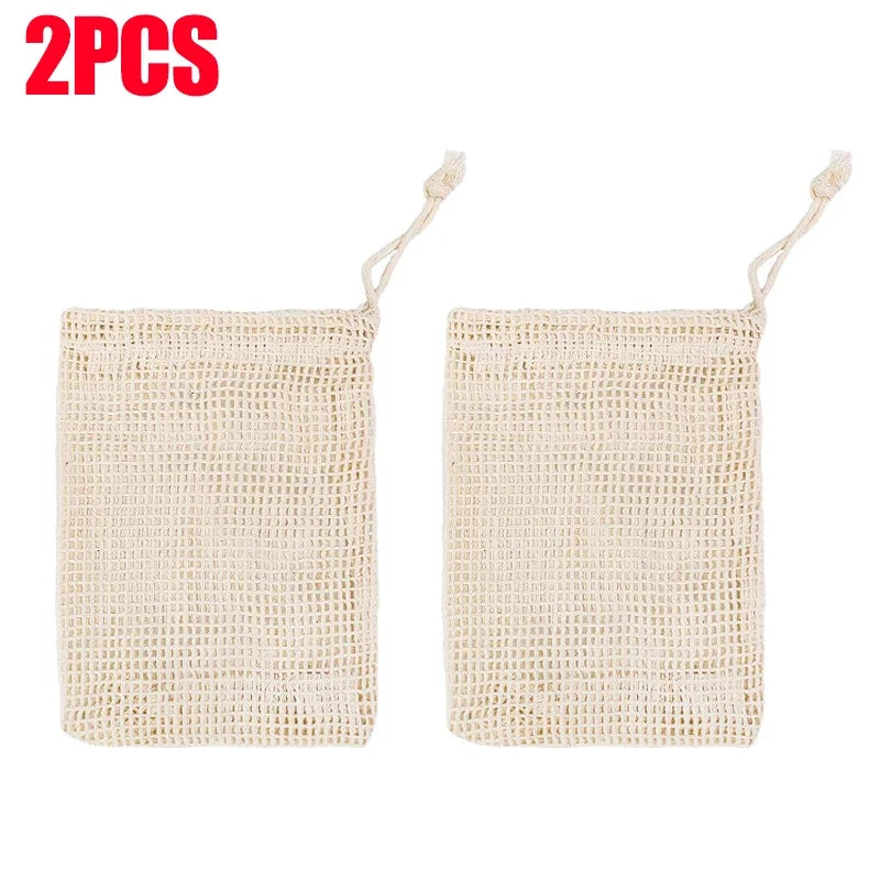 1/10PCS Hangable Soap Bags Natural Cotton Linen Foaming Soap Net Bag Body Soap Cleanser Net Bags Household Shower Cleaning Tools